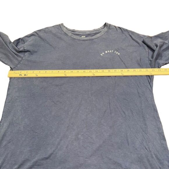 Aerie "Oh What Fun" Slub Tee 100% Cotton Blue Long Sleeve Men's Size Medium - Picture 3 of 10